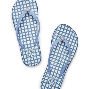 Tory Burch Navy and White Flip Flops Size 7